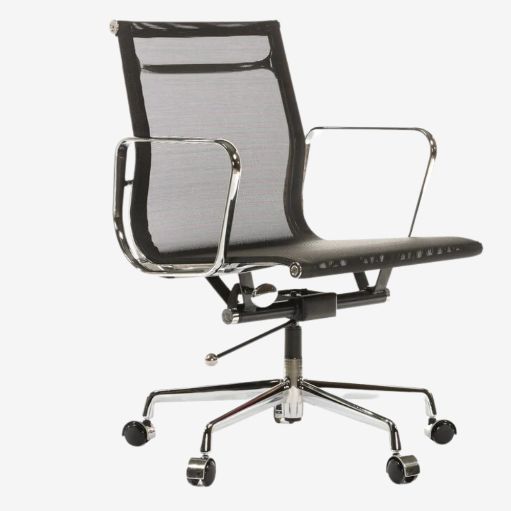 Modern Office Chair - Orange Eames Low Back Mesh Desk Seating - Premium Mesh Low Back Chair from Luxe Furnishes - Just $245! Shop now at Luxe Furnishes