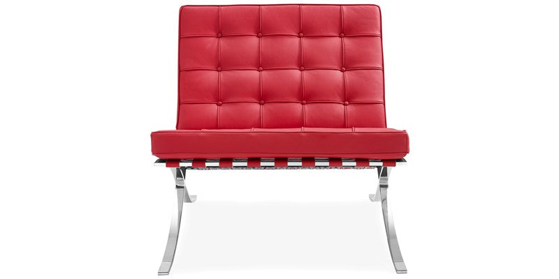 Red Italian Leather Barcelona Chair - Mies Barcelona Pavilion Chair